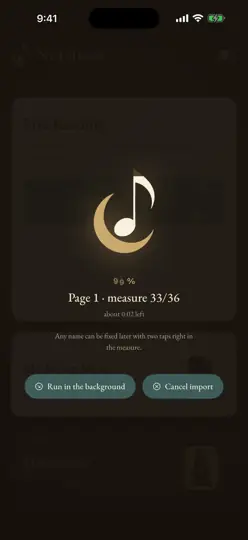 A PDF being imported and read