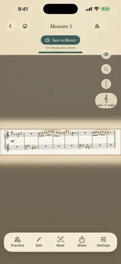 Note names shown on a scanned bar